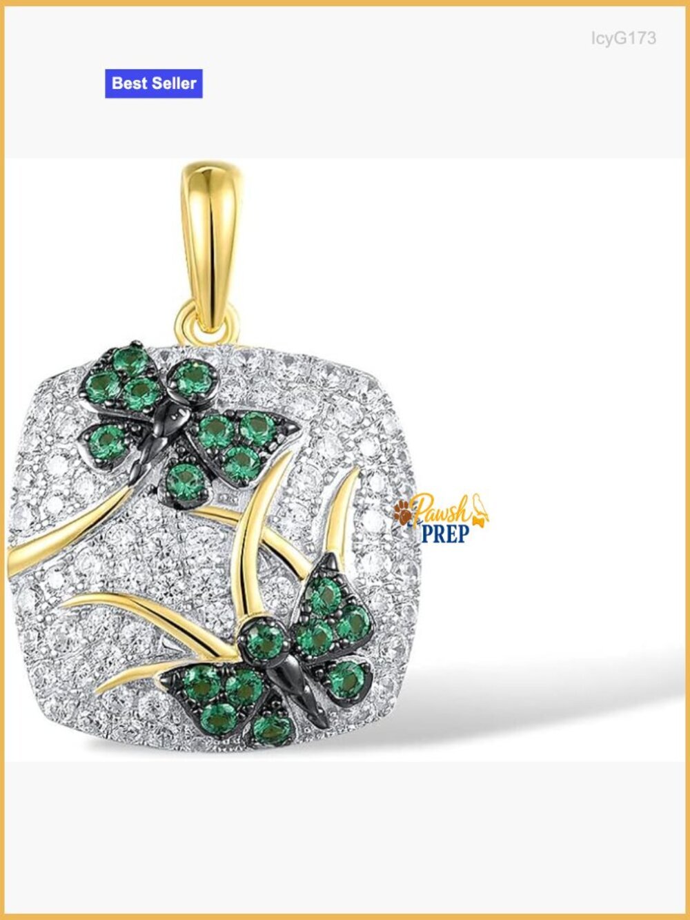 14K Gold Plated Sterling Silver Dragonfly Butterfly Pendant for Women